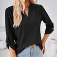 thumbnail image 6 of IROINNID Discount Polyester Long Sleeve T Shirt for Women Casual Solid Slot Neck Loose T-shirt Top,Black, 6 of 7
