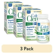 (3 pack) BodyGold Colon Clenz Regularity & Detox Formula | Once Daily Support with 9 Herbs + Active Probiotics | 75 CT