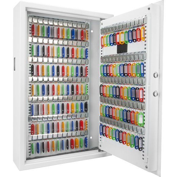 Steel 144 Key Cabinet with Electronic Keypad Lock Box, White
