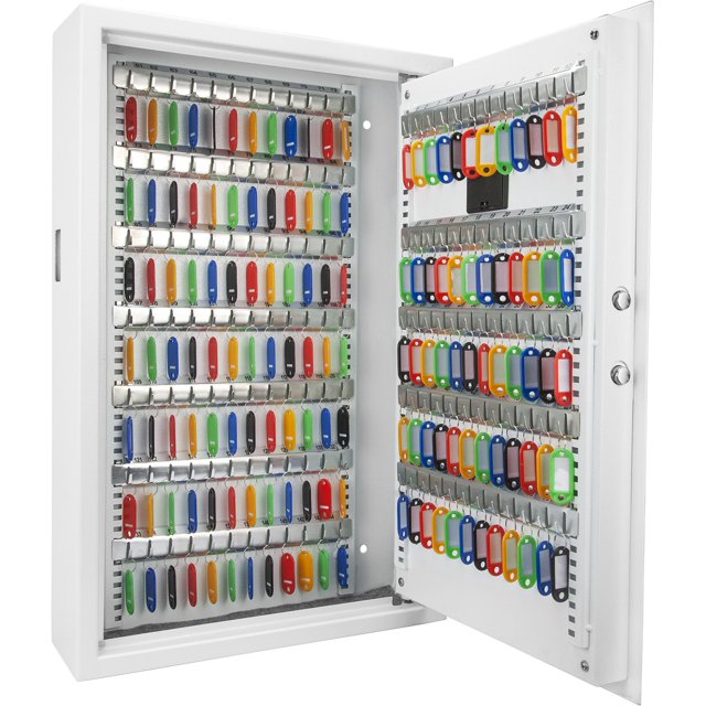 Steel 144 Key Cabinet with Electronic Keypad Lock Box, White