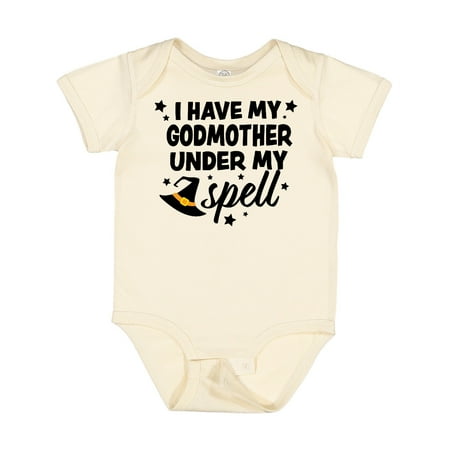 

Inktastic I Have My Godmother Under My Spell with Cute Witch Hat Gift Baby Boy or Baby Girl Bodysuit