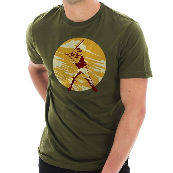 Big Size Baseball Batter Stylized Graphic Design Lane Seven Ring Spun Combed Cotton Short Sleeve Deluxe Jersey T-Shirt - Army Green XL