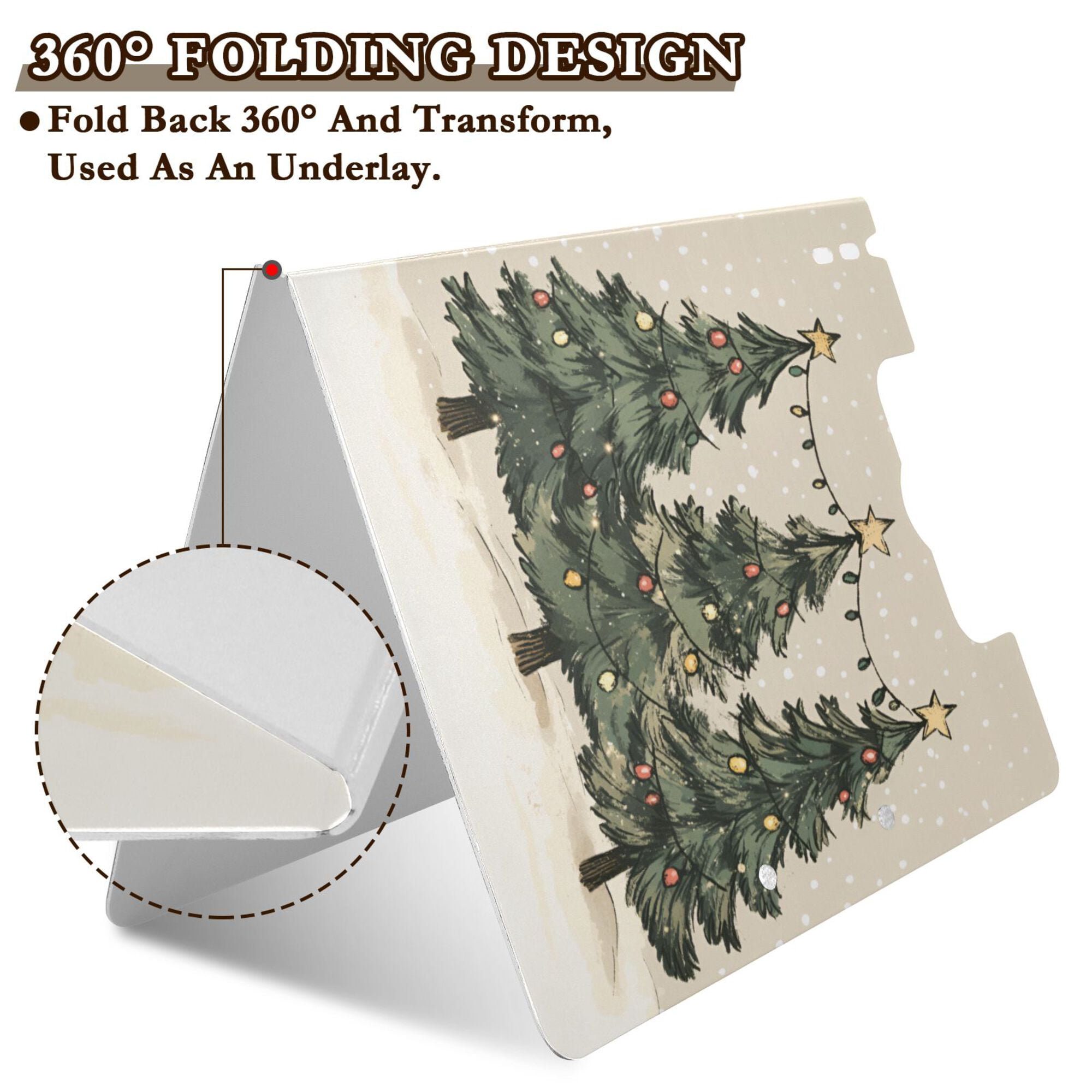 FORMRS A4 Clipboard Folder with Pen Holder Horizontal Foldable School Office Binder, Christmas Stars