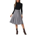thumbnail image 2 of INSPIRE CHIC Women's Plaid Skirt High Rise Pleated A Line Midi Skirt M Black, 2 of 6