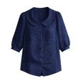 thumbnail image 3 of Vrorvz Printed Top Womens 3/4 Sleeve Button down Collared Tops Summer Business Blouses Casual Work Outfit, 3 of 5