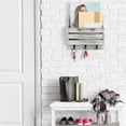 thumbnail image 5 of Oumilen Wood Wall Mount Mail & Key Holder Organizer with 3 Key Hooks, Rustic White Gray, 5 of 7