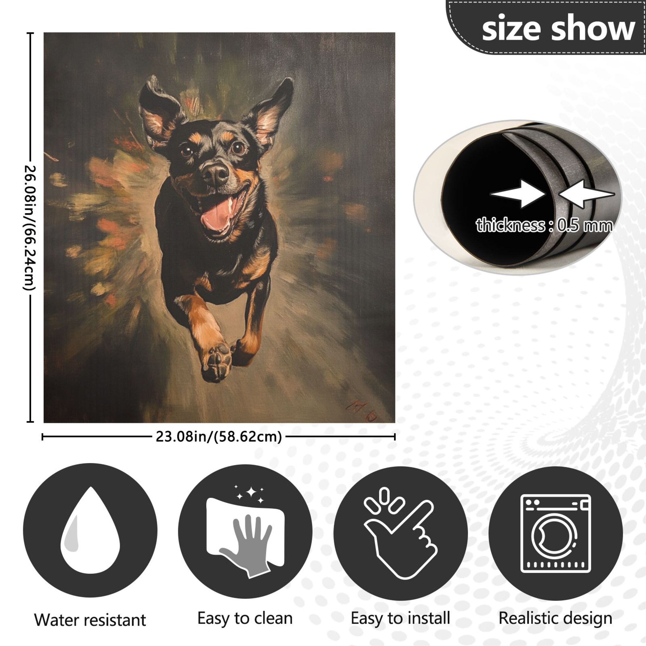 Dishwasher Magnetic Sticker 23x26 Inch Refrigerator Magnetic Sticker Washing Machine Magnetic Sticker Kitchen Panel Magnetic Sticker Home Decor Running Black Dog