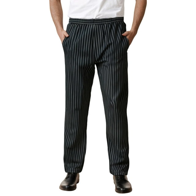 SHIXIAOO Pantalon de Cuisine pour Hommes Coupe Ample Imprimé Rayé Décontracté