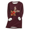 thumbnail image 1 of Lolmot Mode Femme Noël Imprimé Manches Régulières Hiver Ample Vacances Décontracté Col Rond Chemise Hauts, 1 of 1
