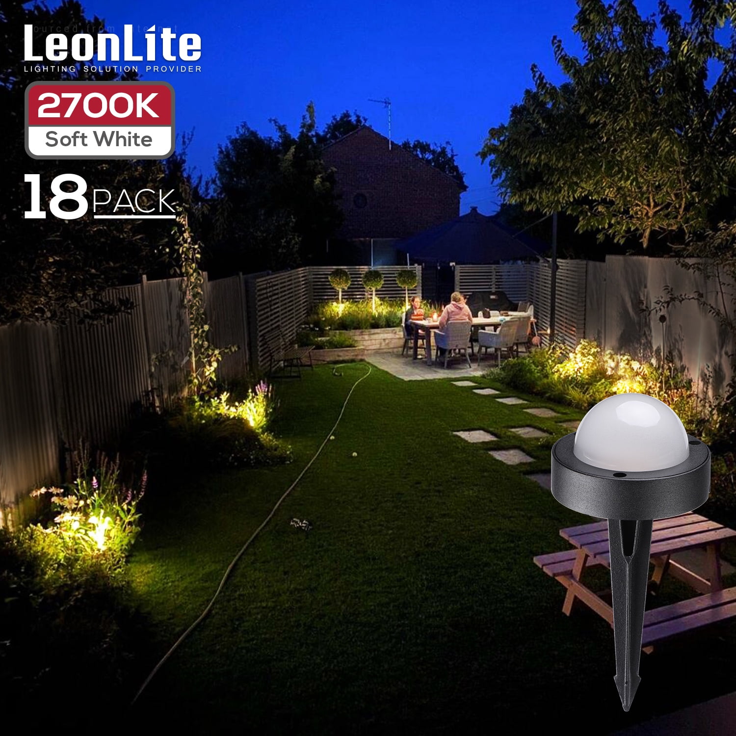 LEONLITE 18 Pack Low Voltage LED Landscape Lighting, 12V24V LED