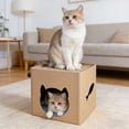 thumbnail image 4 of Cardboard Cat House With Scratching Board, Pet Cat Condo & Scratcher, Indoor Cat Furniture For Play & Rest, Cat Activity Center With Entrance Hole, 4 of 6