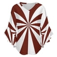 thumbnail image 5 of Aesthetic Oxide Red And White Sunburst Women's V-Neck Blouse With 3/4 Ruffled Bell Sleeves Casual Top Ladies Blouses, 5 of 7