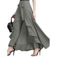 thumbnail image 3 of Pantalones con volantes Qarigey para mujer pierna ancha Gris 3XL, 3 of 6