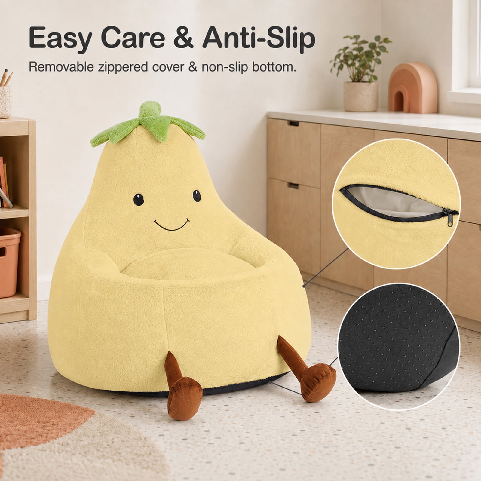 Alvantor Kids Bean Bag Chair, Stuffed Toddler Couch with Artificial Rabbit Fur Cover for Teens & Kids, Comfy Lazy Sofa Chair for Reader, Living Room, Bedroom