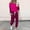 Hot Pink, variant on asdoklhq Silk Pajamas for Women Set Women's Printing Round Neck Long Sleeve Two-piece Comfortable Home Pajamas Pocket Set Sports Set Hot Pink 3X
