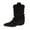 Black, variant on Womens Boots Mid Calf Boots Solid Pointed Toe Pull On Low Heel Thick Heel Pleated Stacked Boots for Ladies