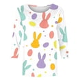 thumbnail image 5 of TaTaai Women's Easter Printed T Shirt 3/4 Sleeve Round Neck Casual Loose Fit Top Fashion Holiday Pullover Soft Comfortable for Spring Summer Daily Party Wear Gift, 5 of 5