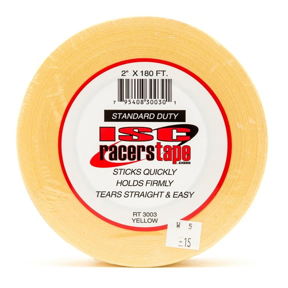 ISC Racers Tape RT3003 ISC Standard-Duty Racer's Tape Roll, 180' Length x 2" Width, Yellow