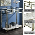 thumbnail image 2 of LiviNest 2-Tier Serving Cart: Mobile Bar Cart with Tempered Glass & Faux Marble Top - Brass Finish Metal Frame & Locking Wheels for Living Room Kitchen & Home Bar, 2 of 6