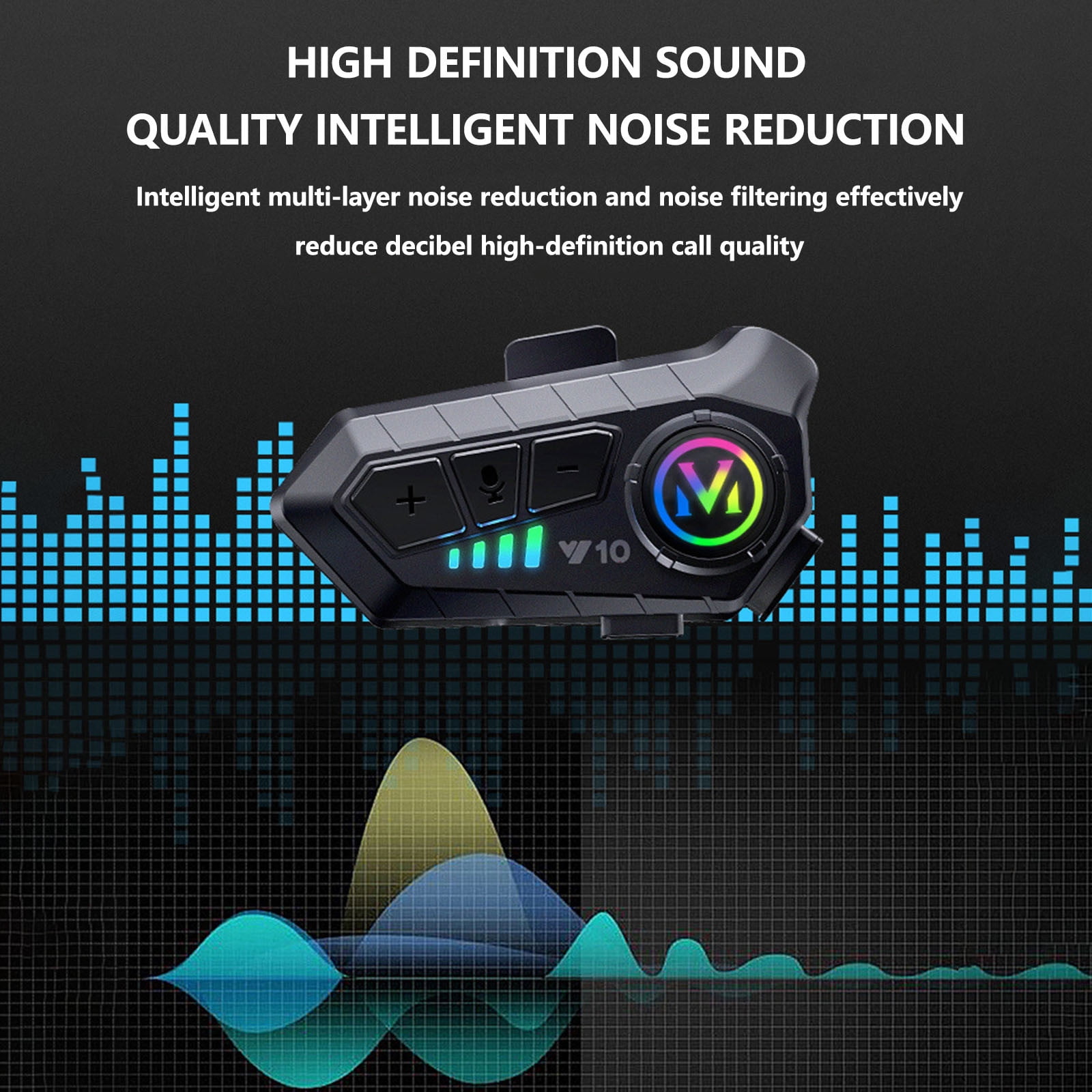 Motorcycle Helmet Bluetooth Headset Set – Riders Intercom, 500m Range, IP67 Waterproof, Noise Cancelling, 1000mAh Battery, 80H Talk Time – Universal Pairing