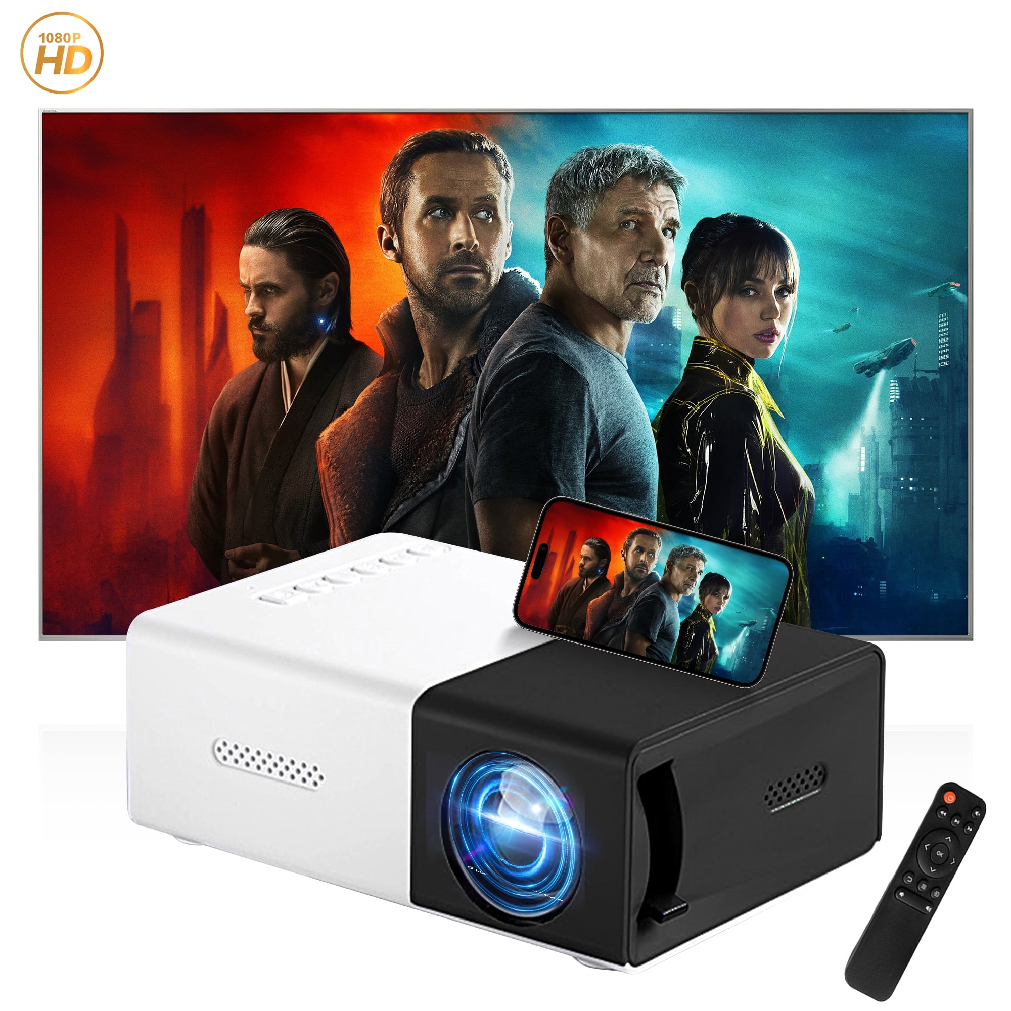 1 Set YG300 Mini LED Projector Built-in Speaker Manual Focusing  HDMI-compatible/USB/AV 1080P High Clarity Home Phone Projector Home Supplies