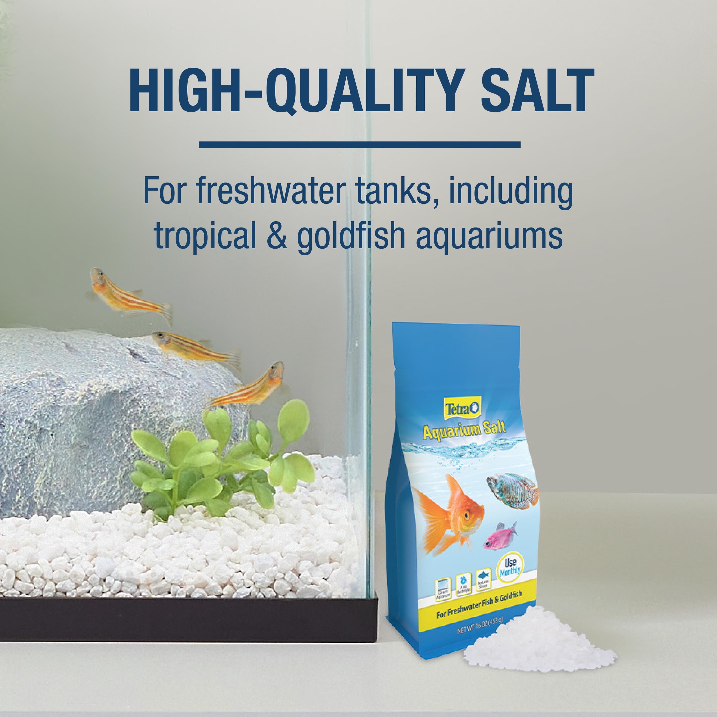 (3 pack) Tetra Aquarium Salt for Freshwater Fish Tanks, Salt for Tropical and Goldfish Aquariums, 16 oz