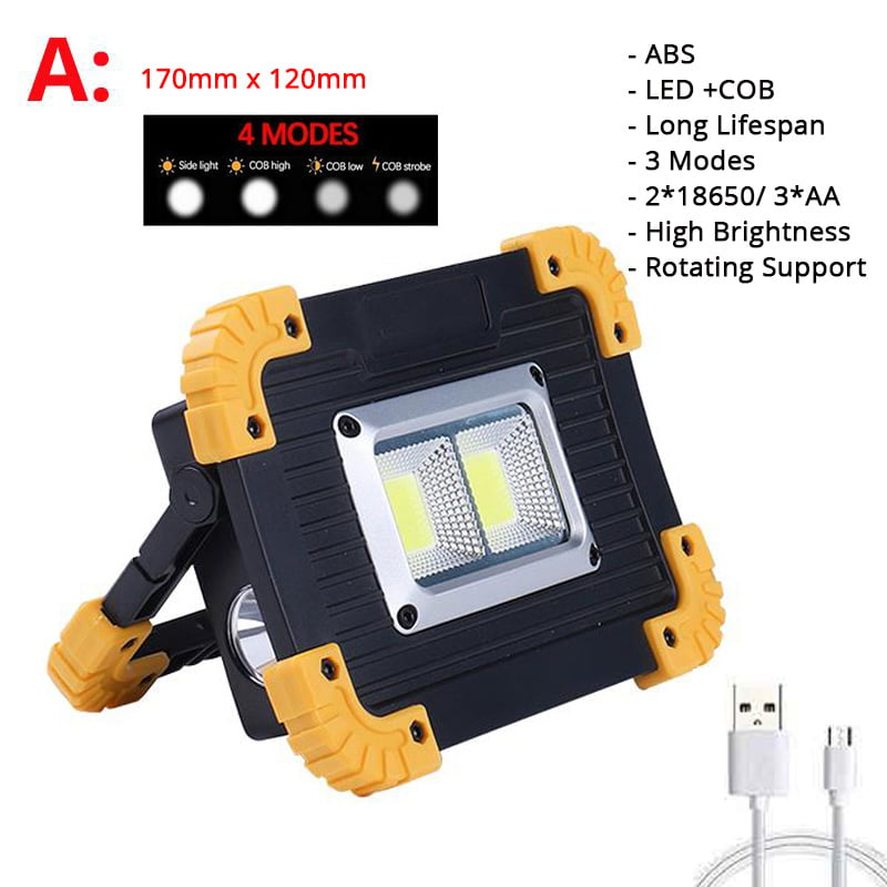 Details about   LED Spotlight 100W Portable 3000lm Rechargeable Outdoor Camping Work Lights 