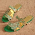 thumbnail image 5 of AXXD Green Spring Sandals for Women 2024 Wedge Summer Trendy Rhinestone Mothers Day, 5 of 8