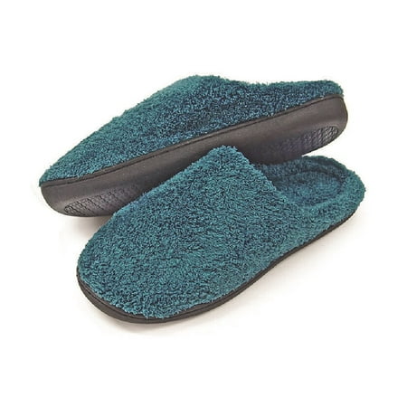 

Teal Color Small Size Cozy Memory Foam Slippers Fur Lined Anti Slip TPR Sole Winter House Shoe for Women
