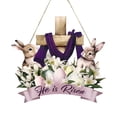 thumbnail image 2 of Cartel de cartel de corona de madera de conejo de Pascua, adorno adorno para la puerta festiva adorable, porche o pared de primavera para casa, interior o exterior, fácil de colgar, 1 PC, 2 of 7
