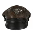 thumbnail image 7 of New Retro German Military Caps for Men Male Genuine Leather Flat Top Hats European American Captain Locomotive Chapeau (Dark brown,XXL(59cm60cm)), 7 of 7