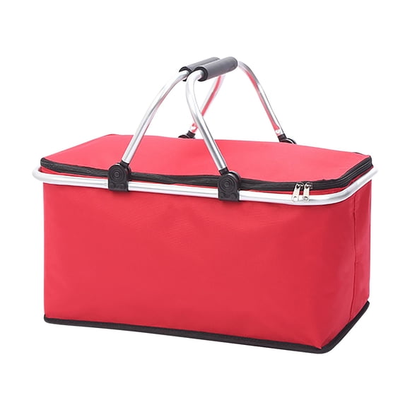 Bolsa de nevera portátil plegable aislante con tela repelente al agua, acolchado grueso de espuma, forro interior de PEVA a prueba de fugas, asas dobles y correa para hombro para almacenamiento de