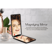 Impressions Vanity Slayssentials Bifold Compact Mirror with 1x and 2x Magnifying Glass, Portable Makeup Mirror (Black)