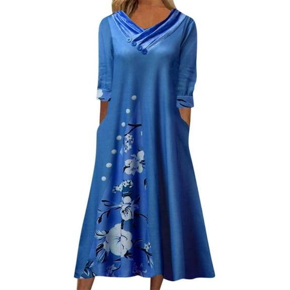 AOOCHASLIY Ladies Dresses V Neck Short Sleeve Loose Summer Flowy Mini Dress