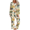 thumbnail image 2 of Viikei Pajamas Sets for Women,Ladies' Fashion Printed Casual Round Neck Long Sleeve Top Pants Pajama Set Multicolor S, 2 of 5