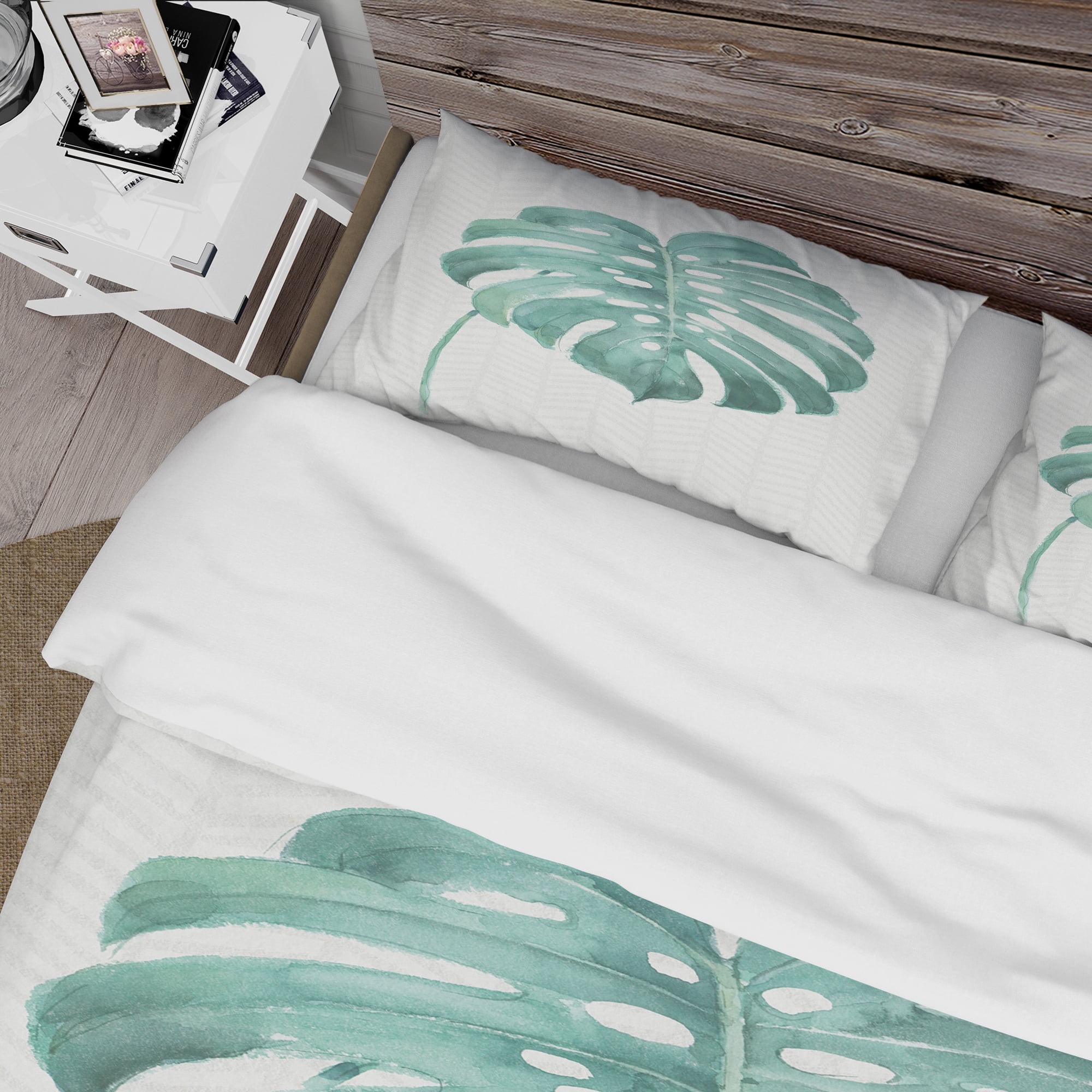 Designart 'Mixed Botanical Green Leaves VI' Cottage Duvet Cover Set