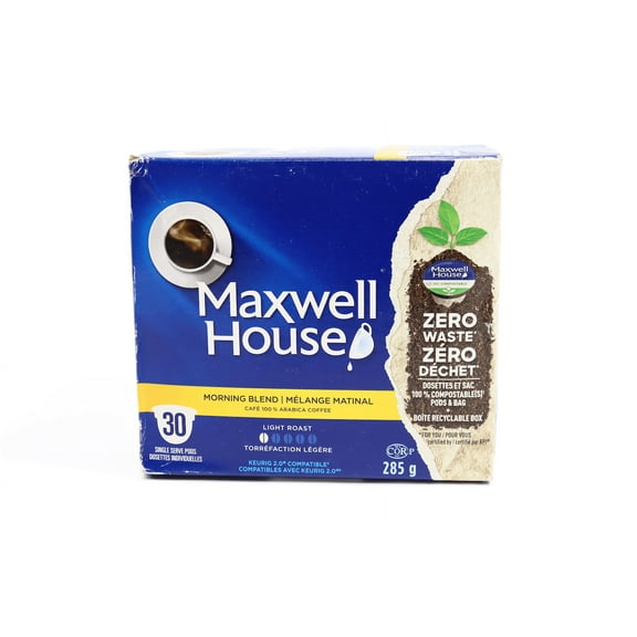Maxwell House Morning Blend Coffee 100% Compostable Pods, 30 Pods, {Imported from Canada}