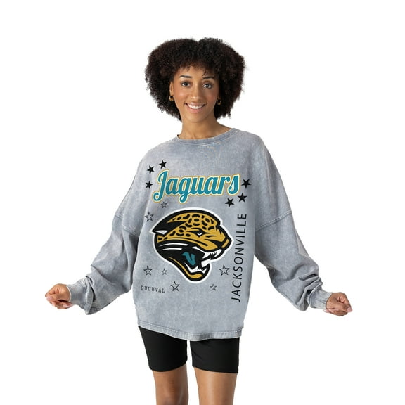 Women's Gameday Couture Gray Jacksonville Jaguars Starbound Oversized Snow Wash Long Sleeve T-Shirt