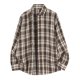 thumbnail image 1 of Camisas de los Hombres de Manga Larga Casual Vintage Comprobar Cuadrado Botón Abajo Collar de Solapa, Manga Larga Blusa Moda Superior, 1 of 9