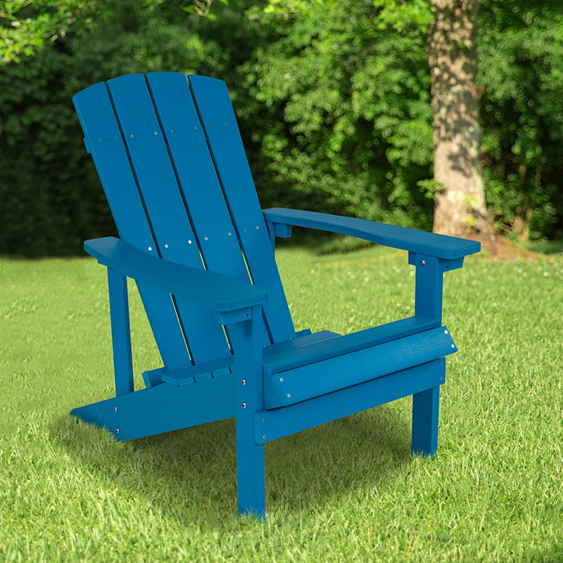 BizChair All-Weather Adirondack Chair in Blue Faux Wood 