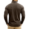 thumbnail image 5 of Men's Fashion Solid Color Retro Casual Washed Quarter Zipper Pocket Long Sleeve T-Shirt, Polo Style Top for Daily Wear, Casual Outings and Weekend Style,Coffee,M, 5 of 5
