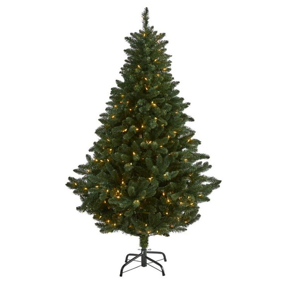 Nearly Natural Northern Rocky Spruce Artificial Christmas Tree with 300 Clear Lights
