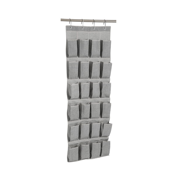 Better Homes & Gardens 24 Pocket Over the Door Closet Shoe Organizer - Gray Polyester & Cotton