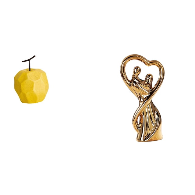 Escultura De Fruta De Pareja De Porcelana, Adorno Coleccionable, Estatua De Mesa, Decoración Geométrica Para Festivales, Oficinas, Aniversarios, Regalos Para Amantes Y Familias.