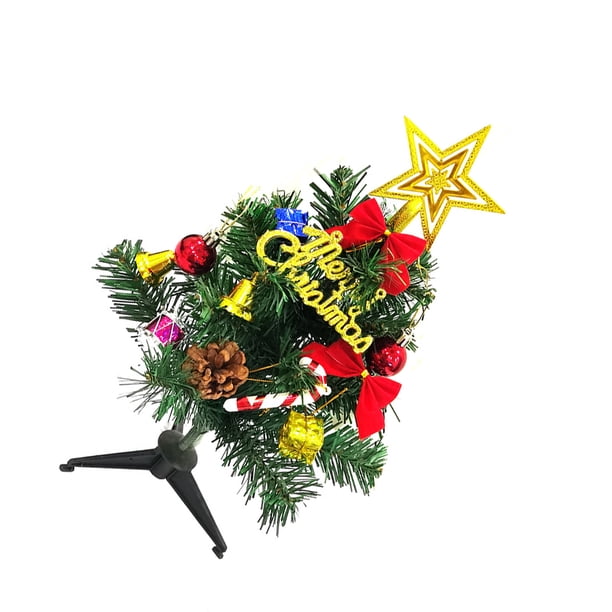 Naiovety Decoraciones navideñas en miniatura verdes, adornos festivos para iluminación colorida, pensativo Kits de decoración para fiestas Árboles verdes y con
