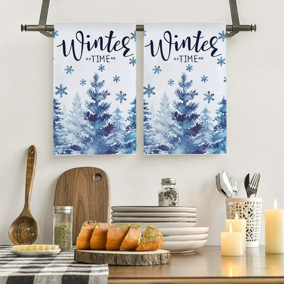 Dvkptbk Kitchen Dishes Towels Merry Christmas 23.6x15.8 Inches Winter Drying Cloth Tea Towels for Cooking and Baking Christmas Decorations