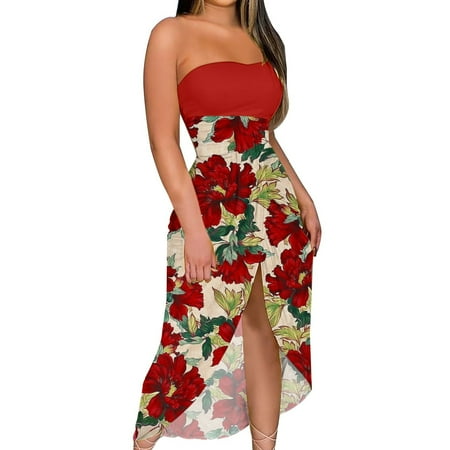 youckeyy Women s Sexy Printed Off The Shoulder One Line Neck Irregular Casual Skirt Bag Dress MIDI Dress cute summer dresses
