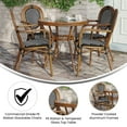 thumbnail image 4 of Merrick Lane French Bistro Style Table with Glass Top, Black & White PE Rattan, 4 Stack Chairs, and Bamboo Finished Metal Frame for Indoor/Outdoor Use, 4 of 10