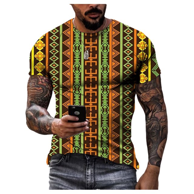 Nouveau T-Shirt d'Été Mode Personnalité Impression 3D pour Hommes Manches Courtes Décontracté Confortable Classique Rétro Col Rond Grande Taille