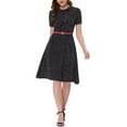 thumbnail image 2 of INSPIRE CHIC Women's Vintage Dress Floral Print Peter Pan Collar Knee Length Casual Dress XL Black, 2 of 7